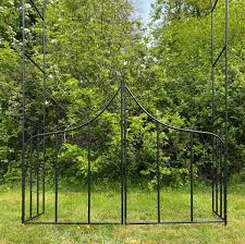 metal garden arch with gate 2 4m black