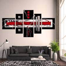 Abstract 5 Pieces Canvas Wall Art Red