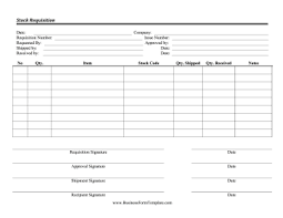 Use This Stock Requisition Form To Order Products Or Restock