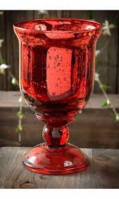 6 Mercury Glass Candle Holder Red