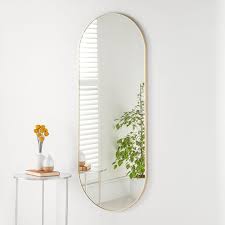 Ebern Designs Slimline Oval Mirror Gold