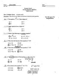 Quadratic Equations Practice Test