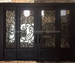 frosted glass wrought iron double entry