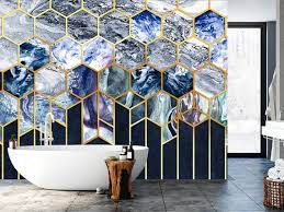 Modern Blue Ceramic Tiles Wallpaper