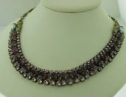 vine garnet colored crystal necklace