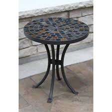 rustic slate metal outdoor accent table