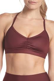 Sunny Strappy Yoga Bra In Black Cherry Glossy