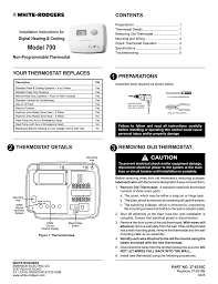 The thermostat uses 1 wire to control each of your hvac system's primary functions, such as heating, cooling, fan, etc. White Rodgers 700 Thermostat User Manual Manualzz