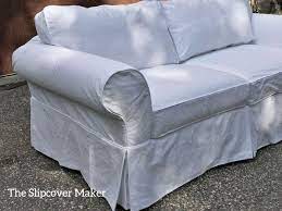 Custom Sofa Slipcover In White Cotton