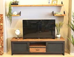 Tv Stand Solid Wood And Metal Custom