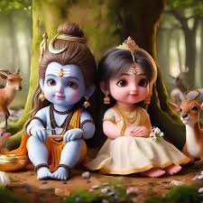 lord shiva and parvati cute cartoon