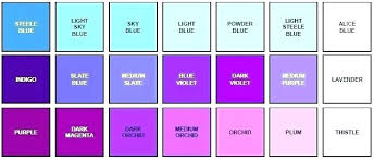 Purple Color Shades With Name Hair Pink List Of Colors Names