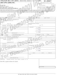 International or national transport (cash or contractual) of cargo: Bill Of Lading Arcline 2000 Inc