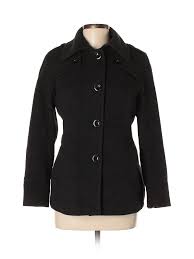 Details About London Fog Women Black Wool Coat Med Petite