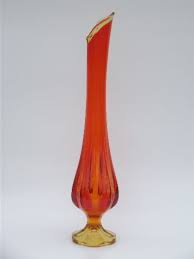 Tall Mod Amberina Orange Swung Glass