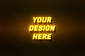 yellow neon logo free mockup free