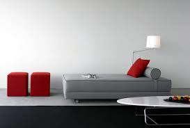 gray sofa red with decorative elements