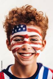 american flag face makeup on a sports