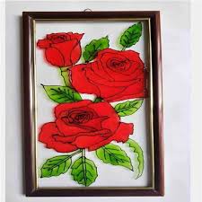 Modern Art Rose Flowers Glass Painting
