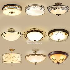 Flush Mount Ceiling Lights Wrought Iron Glass Country Bedroom Vintage