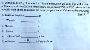 10 0532 G Of Ammonium Nitrate Dissolves