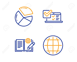 Online Survey Pie Chart And Engineering Documentation Icons