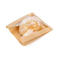 kraft bread bag with window 100 pack