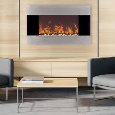 Northwest Stainless Steel Electric Fireplace With Wall Mount Remote