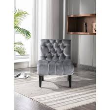 Anbazar Silver Velvet Accent Chair