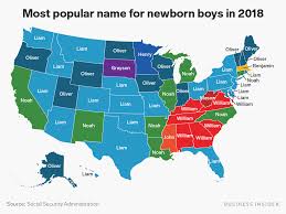 most por baby names in every state