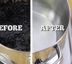 clean a burnt pot or pan