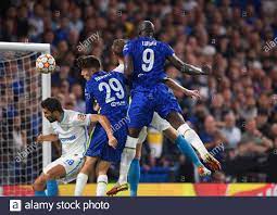 14. September 2021 - Chelsea gegen Chelsea gegen Zenit St. Petersburg -  UEFA Champions League - Gruppe H - Stamford Bridge Romelu Lukaku punktet  mit einem Header für Chealse während des Champions-League-Spiels