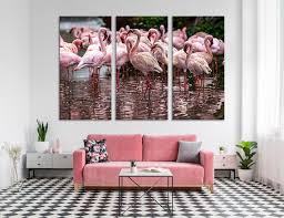 Flock Of Pink Flamingos Wall Art Animal