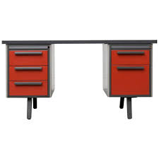 Different stain options are available at time of order. Midcentury Industrial Metal Desk With Red Drawers By Strafor For Sale At 1stdibs