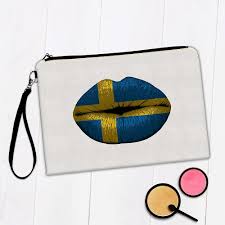 makeup bag lips swedish flag sweden