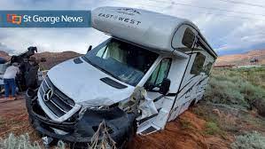 rv collides with parked van at border