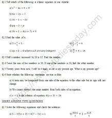class 8 linear equations in one