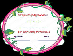 Certificate Of Appreciation For Outstanding Performance