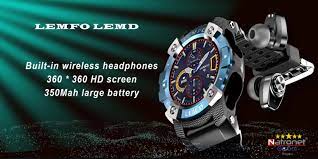 LEMFO LEMD akıllı saat kablosuz Bluetooth 5.0 kulaklık 2 In 1 360*360 HD  ekran - Teknobin