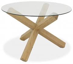Turin Light Oak Circular Glass Table