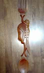 Wooden Wall Plaque Giant Spoon Fork