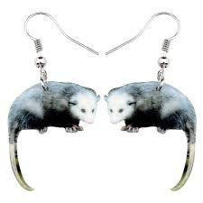 acrylic novelty opossum earrings dangle