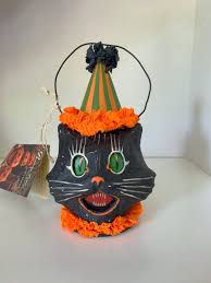 Vintage Style Halloween Mini Black Cat Bucket Bethany Lowe