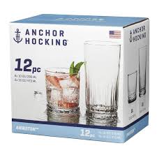 Anchor 12 Piece Anniston Drinking Glass Set Cups And Glasses