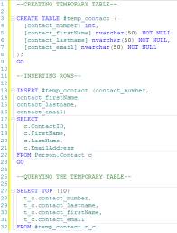 sql server story of temporary objects