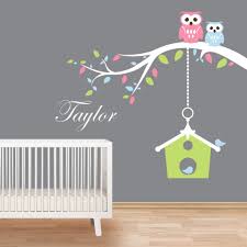 Owls Branch And Birdcage Wall Decals
