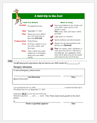 Field Trip Permission Form Template For Word Printable