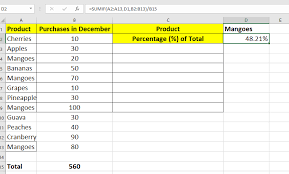 how to use percene formula in excel