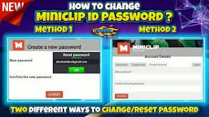 how to change miniclip id pword in 8