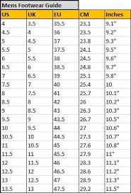 Clothing Size Guide Footwear Size Guide